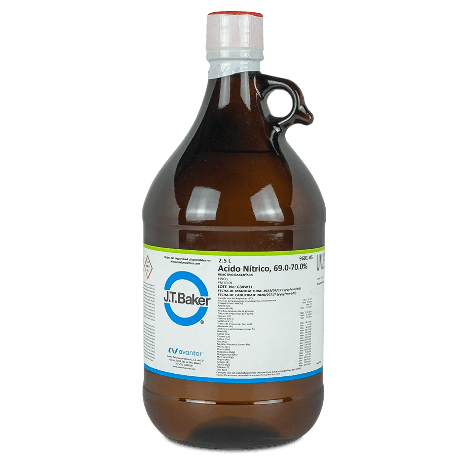 ÁCIDO NÍTRICO 69-70% GRADO ANALÍTICO J.T. BAKER 9601 CAS 7697-37-2 - Mercalab