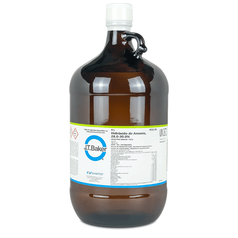 BASE HIDRÓXIDO DE AMONIO 28-30% ACS. J.T. BAKER 9721 CAS 1336-21-6 - Mercalab