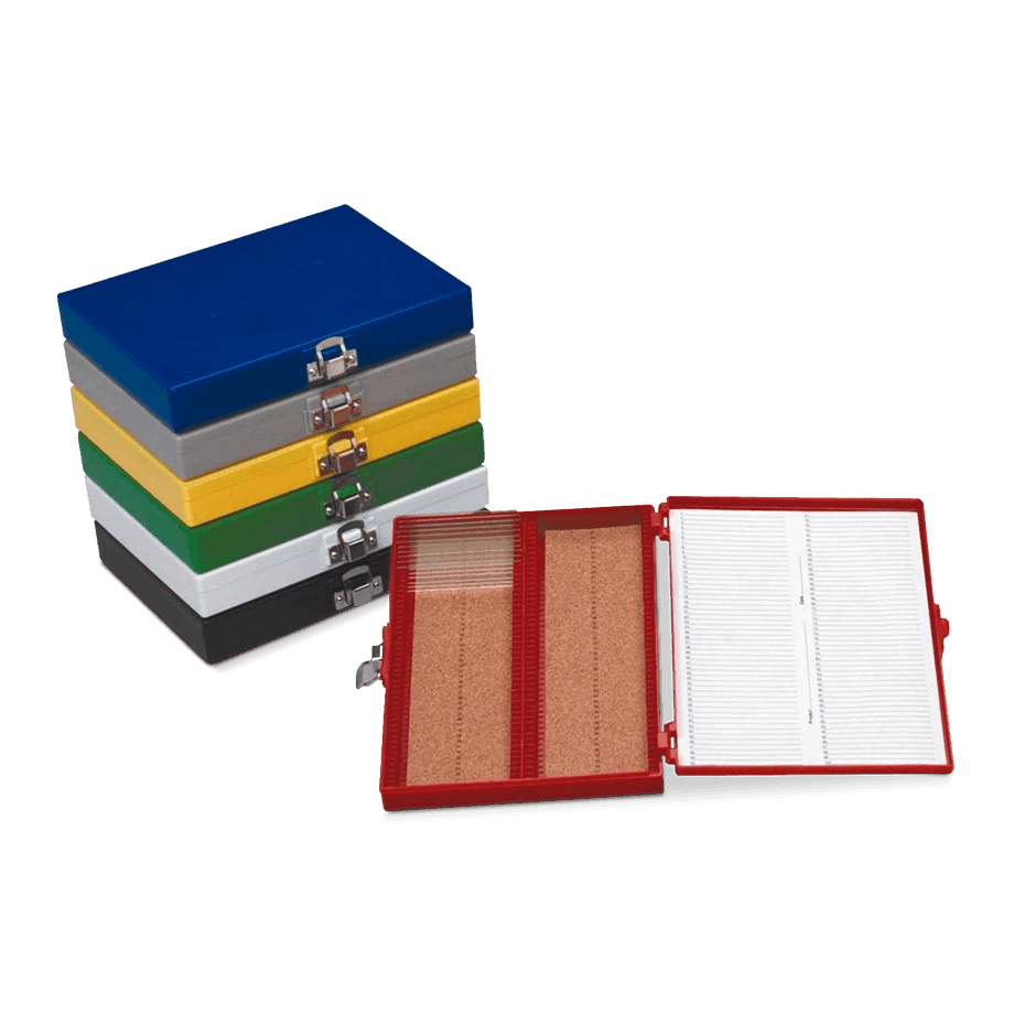 CAJA DE PLÁSTICO PARA PORTAOBJETOS HEATHROW SCIENTIFIC DE ABS CON BROCHE Y FORRO DE CORCHO - Mercalab