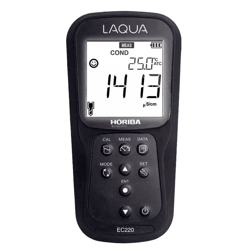 MEDIDOR DE CONDUCTIVIDAD PORTÁTIL A PRUEBA DE AGUA EN KIT EC220-K LAQUA HORIBA - Mercalab