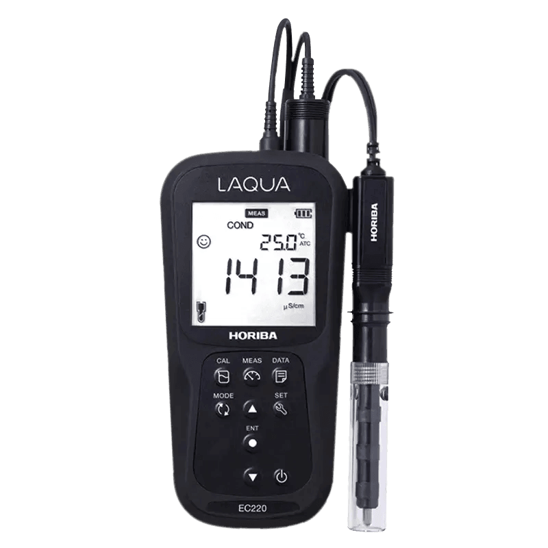 MEDIDOR DE CONDUCTIVIDAD PORTÁTIL A PRUEBA DE AGUA EN KIT EC220-K LAQUA HORIBA - Mercalab