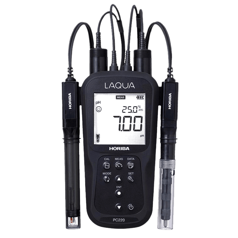 MEDIDOR DE PH Y CONDUCTIVIDAD PORTÁTIL A PRUEBA DE AGUA EN KIT PC220-K LAQUA HORIBA - Mercalab