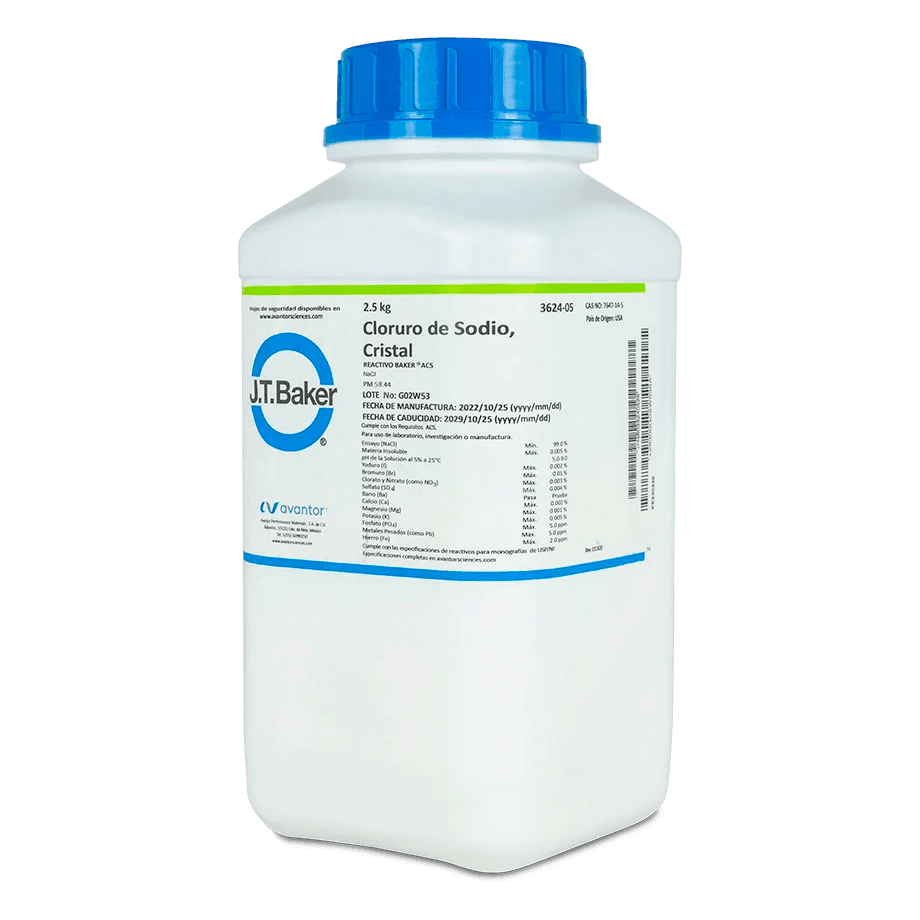 SAL QUÍMICA CLORURO DE SODIO ACS J.T. BAKER 3624 CAS 7647-14-5 - Mercalab