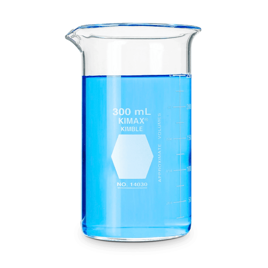 VASO DE PRECIPITADO BERZELIUS FORMA ALTA KIMAX 14030 CON VERTEDERO Y ESCALA BLANCA - Mercalab