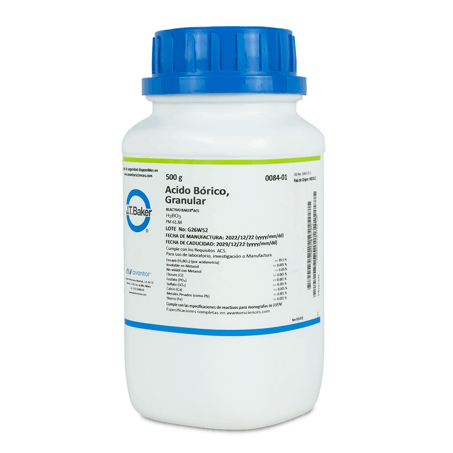 ÁCIDO BÓRICO ACS GRANULADO 500 G J.T. BAKER 0084-01 CAS 10043-35-3 - Mercalab