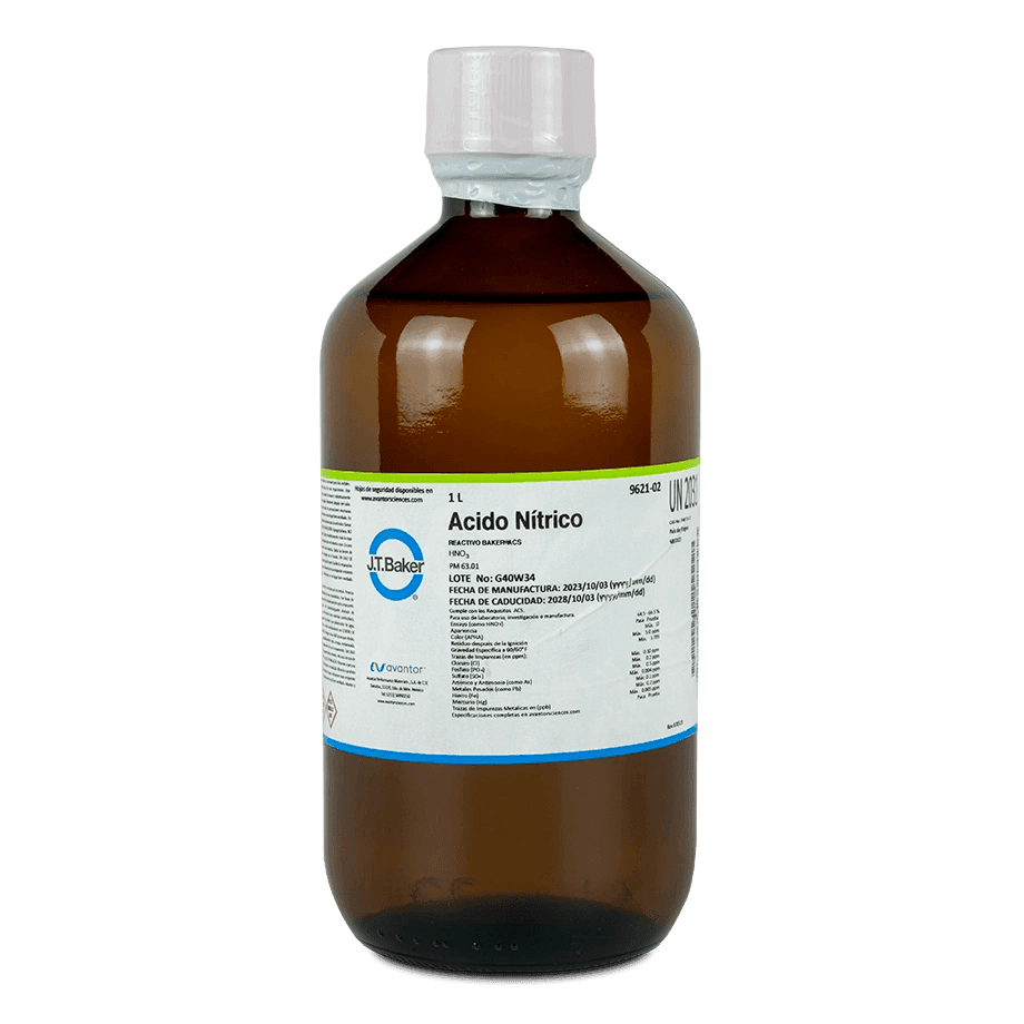 ÁCIDO NÍTRICO 65-70% GRADO ANALÍTICO J.T. BAKER 9621 CAS 7697-37-2 - Mercalab
