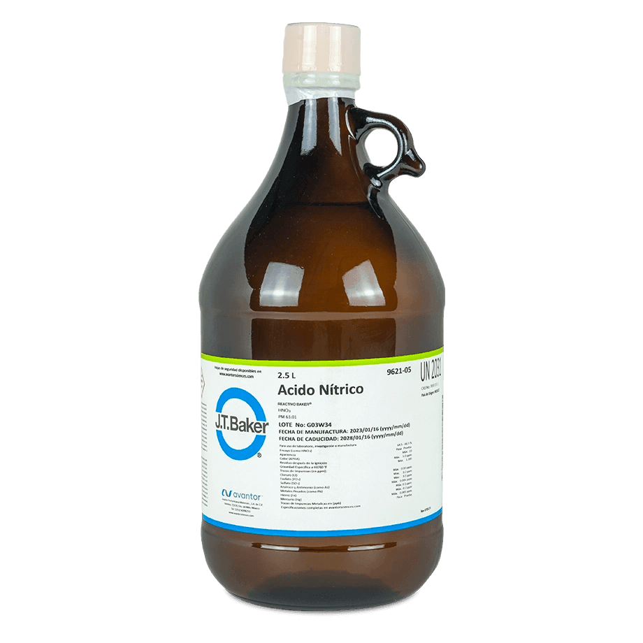 ÁCIDO NÍTRICO 65-70% GRADO ANALÍTICO J.T. BAKER 9621 CAS 7697-37-2 - Mercalab