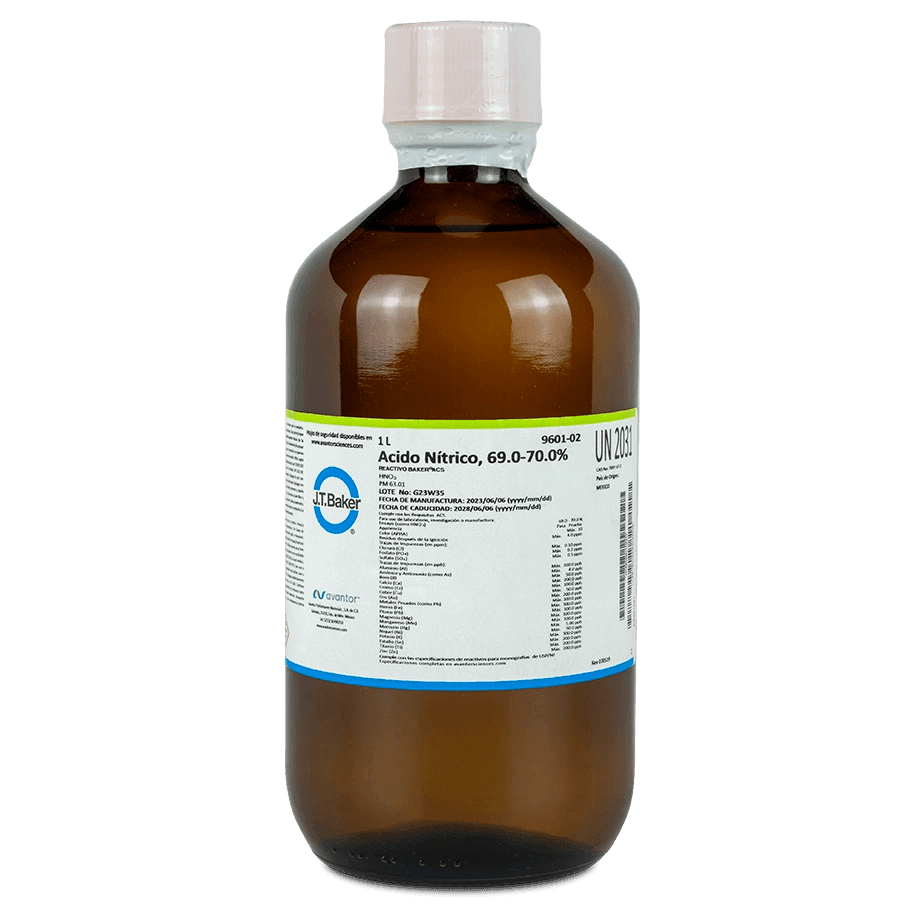 ÁCIDO NÍTRICO 69-70% GRADO ANALÍTICO J.T. BAKER 9601 CAS 7697-37-2 - Mercalab
