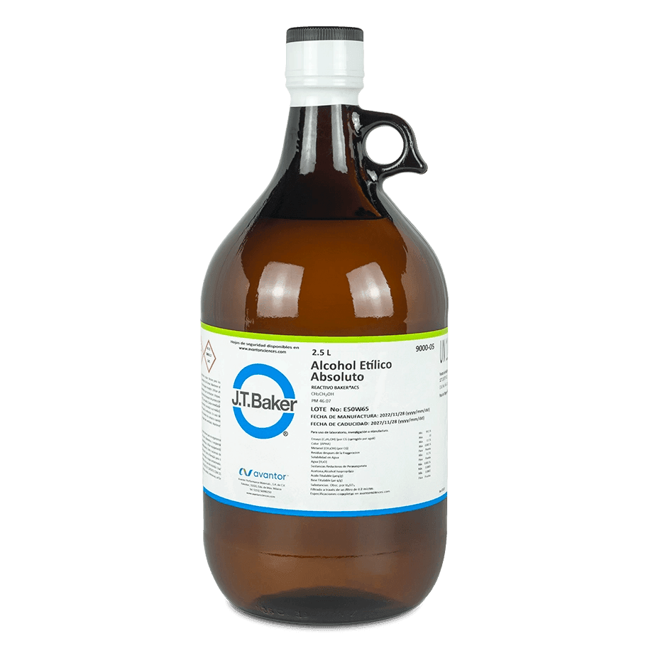 ALCOHOL ETÍLICO ABSOLUTO ACS 2.5 L J.T. BAKER 9000-05 CAS 64-17-5 - Mercalab