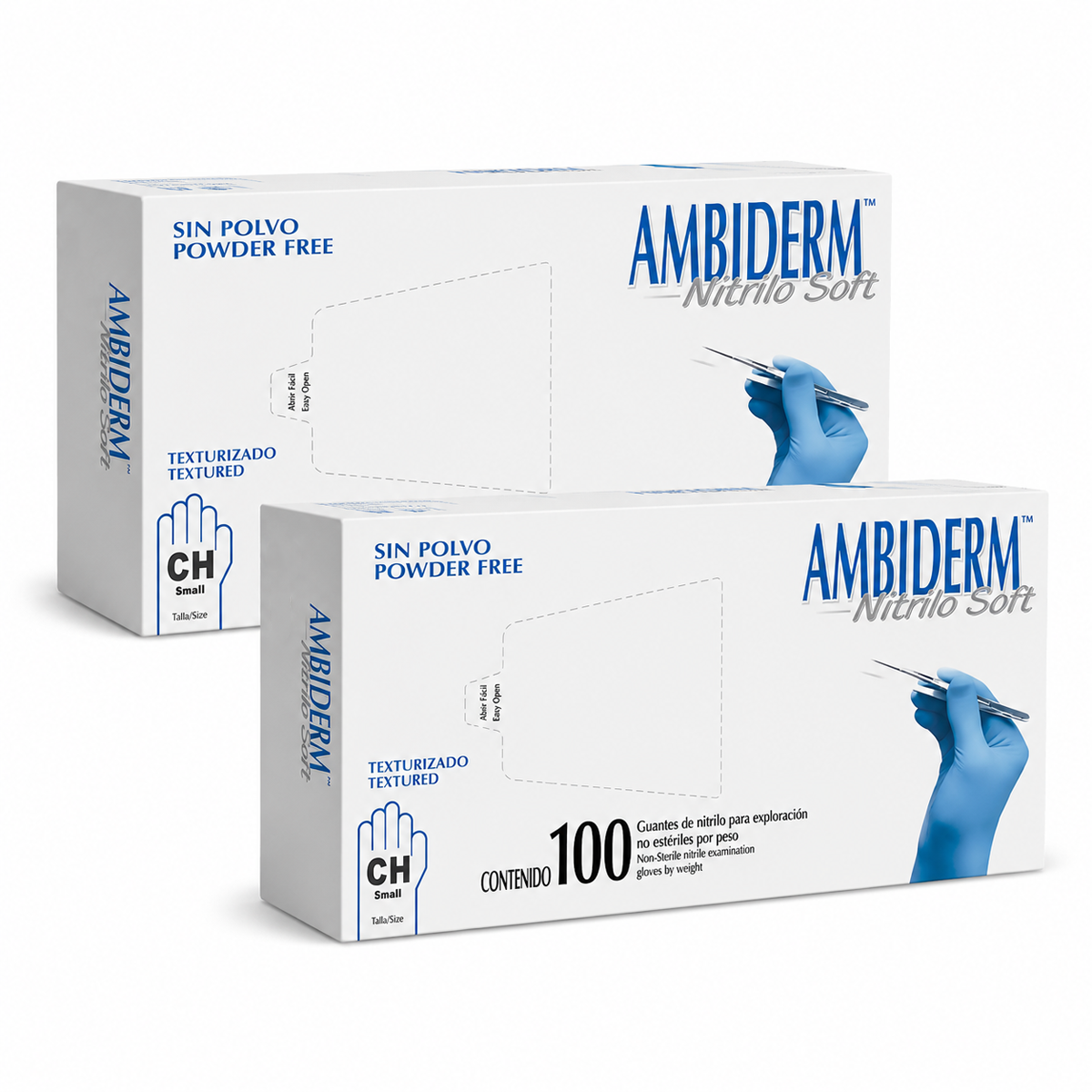 Guantes de Nitrilo (Sin Polvo y Libres de Látex) - Pack 200 Piezas - AMBIDERM