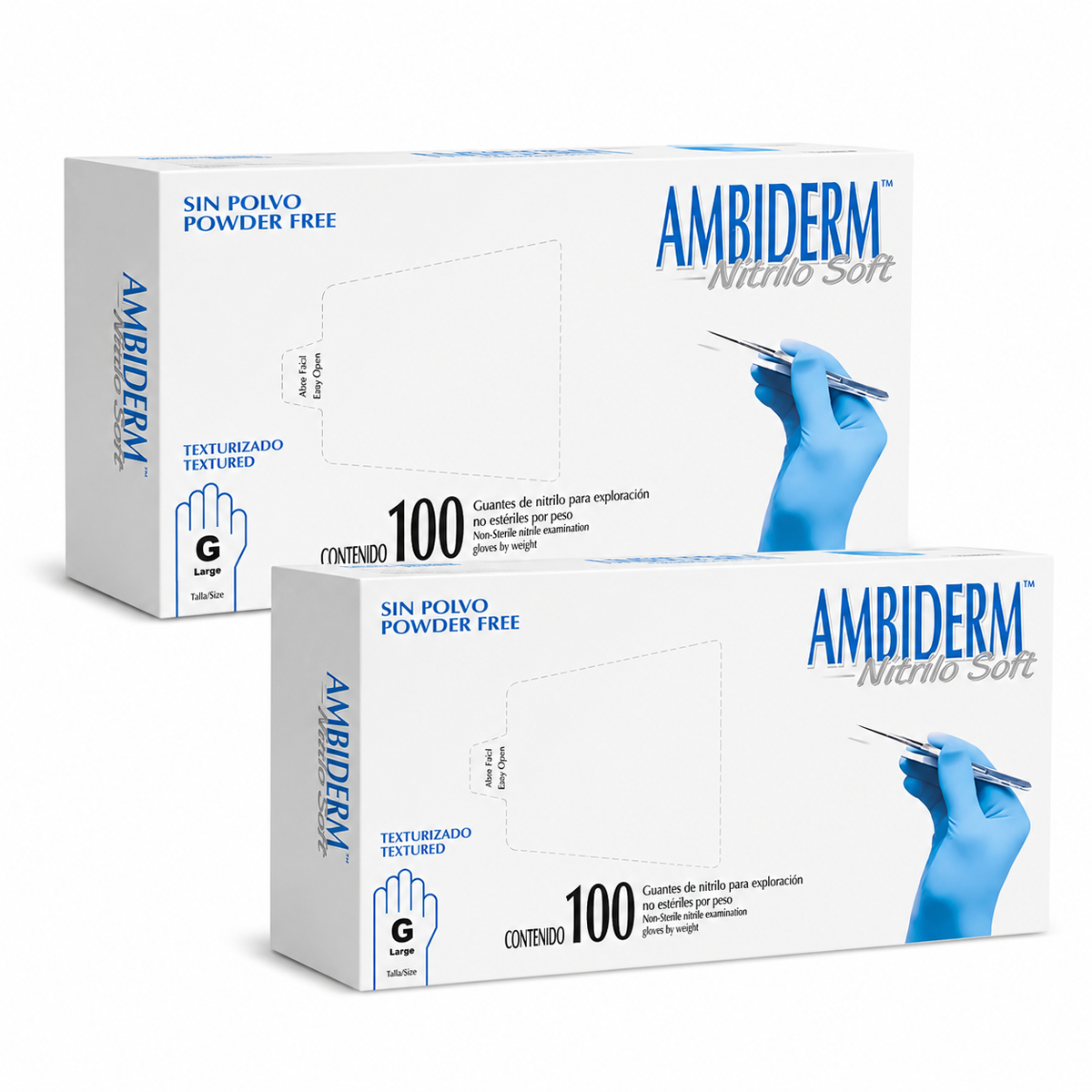 Guantes de Nitrilo (Sin Polvo y Libres de Látex) - Pack 200 Piezas - AMBIDERM