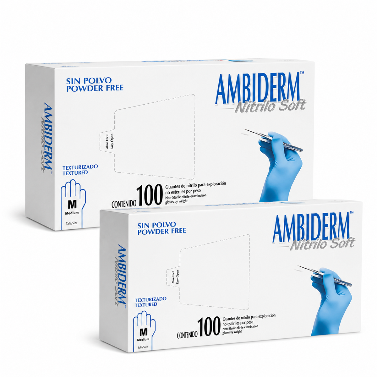 Guantes de Nitrilo (Sin Polvo y Libres de Látex) - Pack 200 Piezas - AMBIDERM