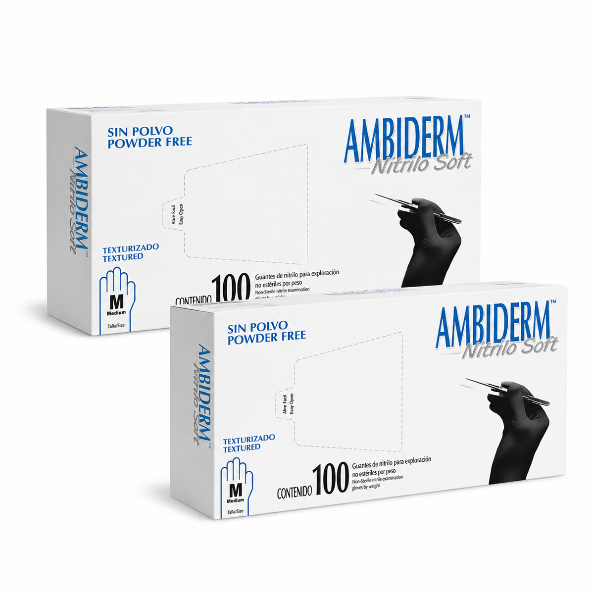 Guantes de Nitrilo (Sin Polvo y Libres de Látex) - Pack 200 Piezas - AMBIDERM