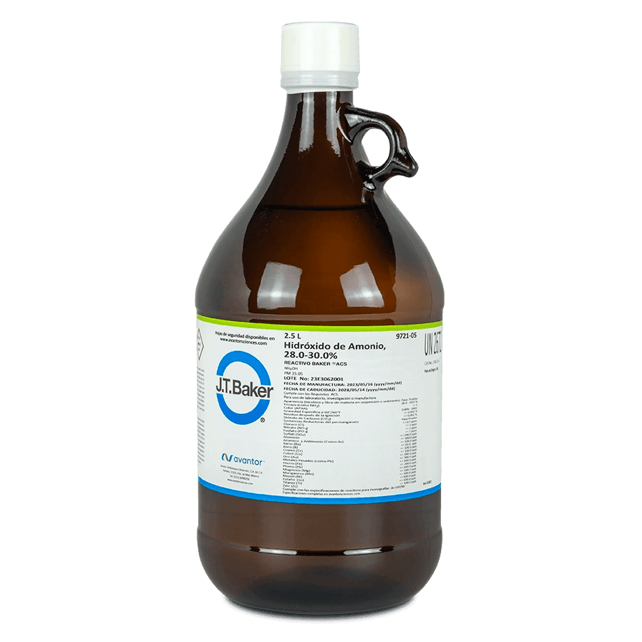 BASE HIDRÓXIDO DE AMONIO 28-30% ACS. J.T. BAKER 9721 CAS 1336-21-6 - Mercalab
