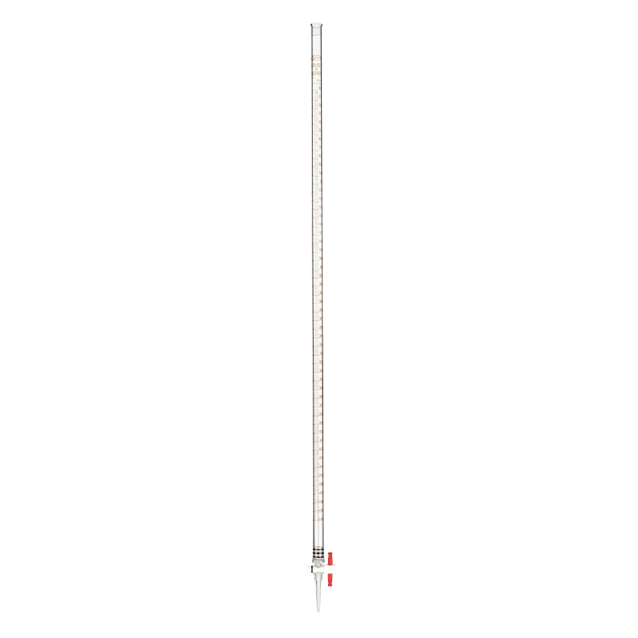 BURETA RECTA DESARMABLE DE 50 ML GLASSCO 109.224.03 CON LLAVE DE TEFLÓN PARA USO ESCOLAR - Mercalab