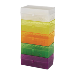 CAJA PARA 50 MICROTUBOS Y VIALES DE 1.5-2.0 ML HEATHROW SCIENTIFIC 120033 DE PLÁSTICO AUTOCLAVABLE DE COLORES PARA USO CRIOGÉNICO (POR PIEZA)