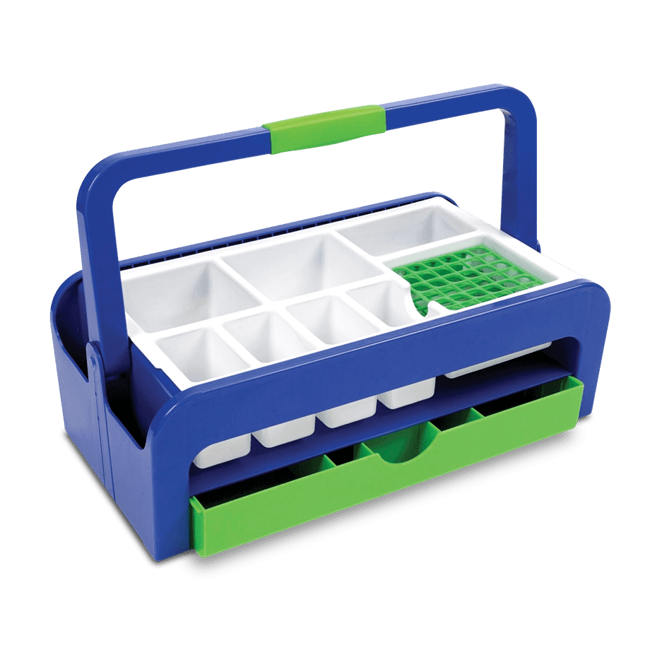 CAJA RECOLECTORA PARA MUESTRAS DE SANGRE HEATHROW SCIENTIFIC 2200 DROPLET DE PLÁSTICO ABS CON ASA Y DIVISIONES DE FÁCIL LIMPIEZA - Mercalab
