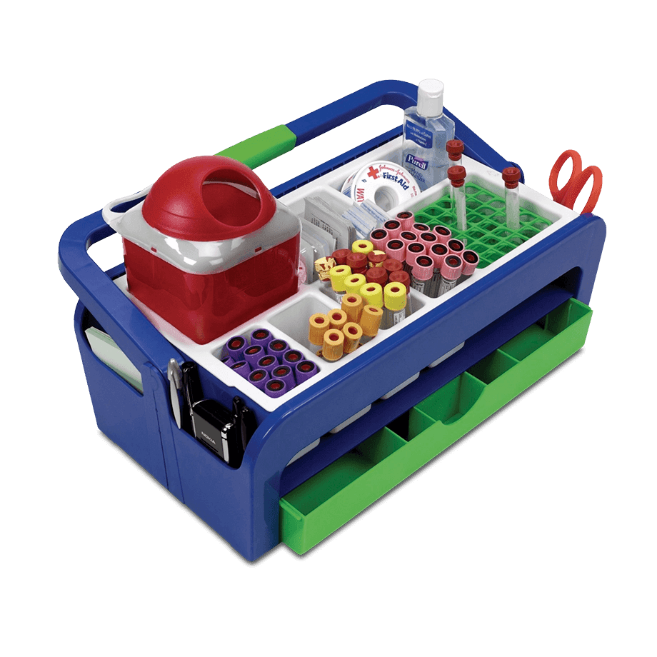 CAJA RECOLECTORA PARA MUESTRAS DE SANGRE HEATHROW SCIENTIFIC 2200 DROPLET DE PLÁSTICO ABS CON ASA Y DIVISIONES DE FÁCIL LIMPIEZA - Mercalab