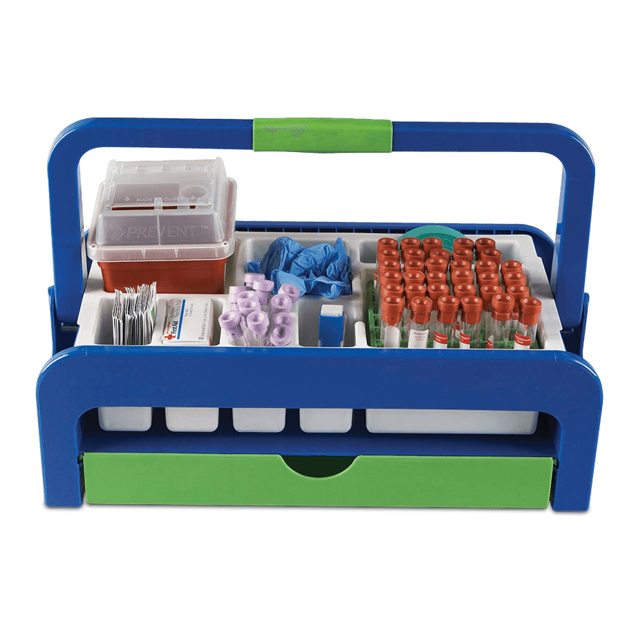 CAJA RECOLECTORA PARA MUESTRAS DE SANGRE HEATHROW SCIENTIFIC 2200 DROPLET DE PLÁSTICO ABS CON ASA Y DIVISIONES DE FÁCIL LIMPIEZA - Mercalab