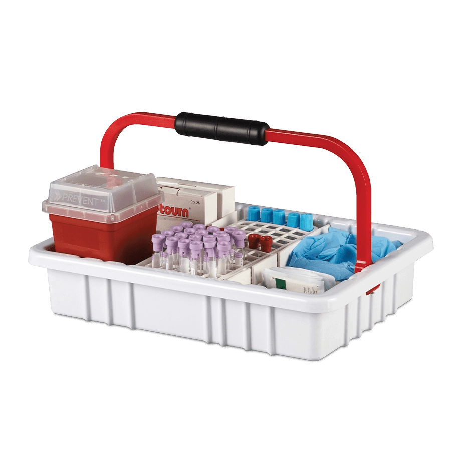 CAJA RECOLECTORA PARA TOMA DE MUESTRAS DE SANGRE HEATHROW SCIENTIFIC 120261 DE PLÁSTICO ABS CON ASA Y DIVISIONES DE FÁCIL LIMPIEZA - Mercalab