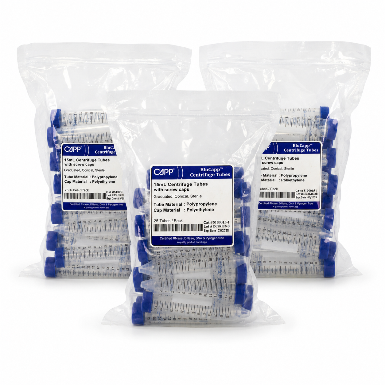 Tubos de Centrífuga Tipo Falcon (Estériles y Alta Resistencia) - Pack 75 Piezas - CAPP