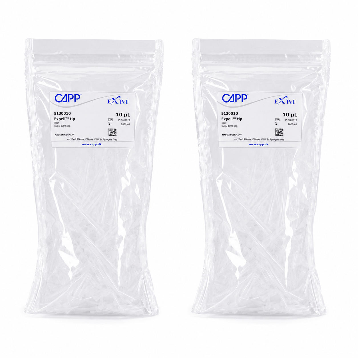 Puntas para Micropipeta Universales (Libre de Nucleasas y Pirógenos) - Pack 2 Bolsas - Expell CAPP