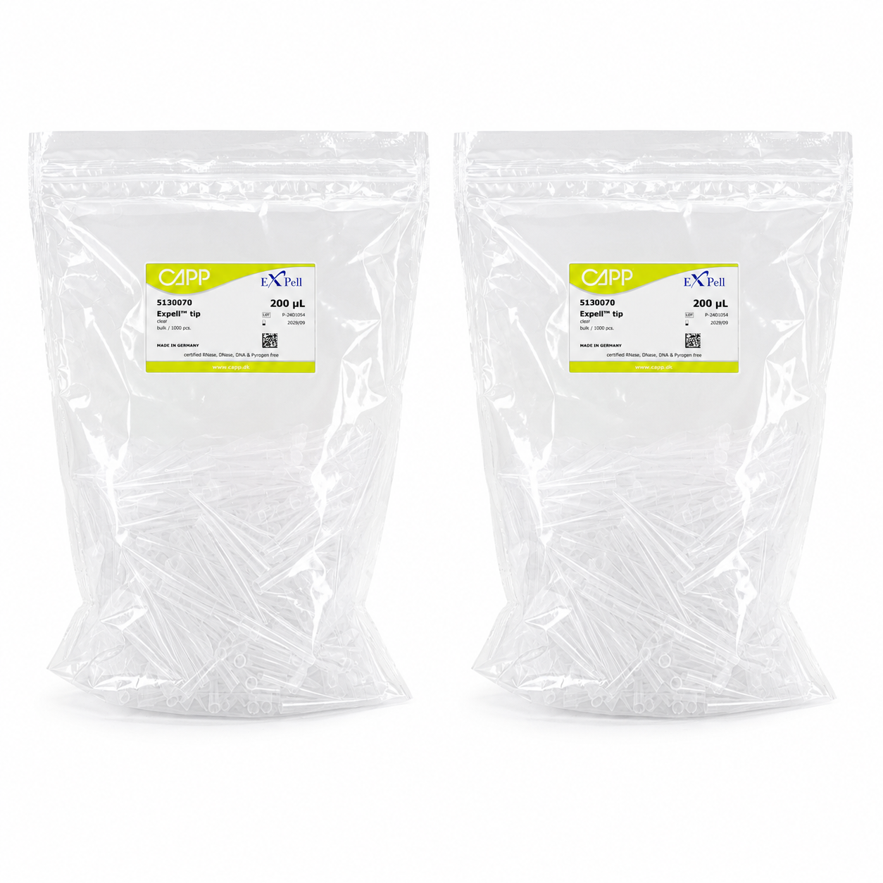 Puntas para Micropipeta Universales (Libre de Nucleasas y Pirógenos) - Pack 2 Bolsas - Expell CAPP