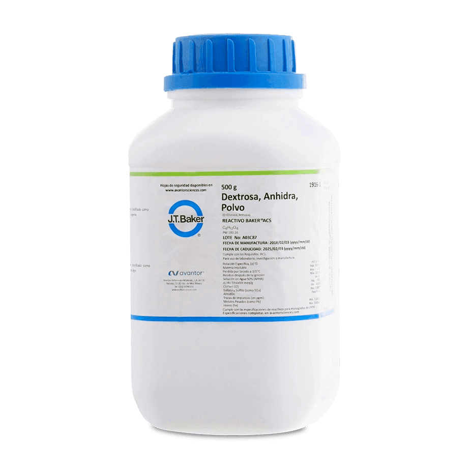 CARBOHIDRATO DEXTROSA ACS ANHIDRA POLVO 500 G J.T. BAKER 1916-01 CAS 50-99-7 - Mercalab