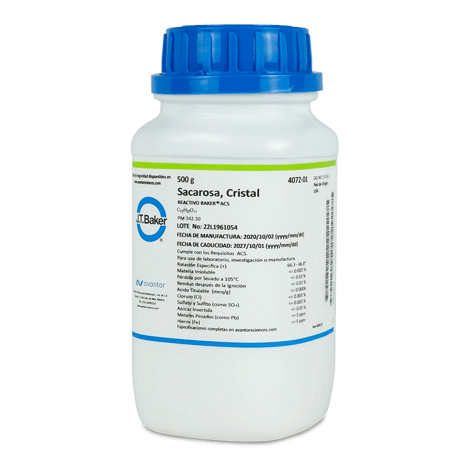 CARBOHIDRATO SACAROSA ACS CRISTALES 500 G J.T. BAKER 4072-01 CAS 57-50-1 - Mercalab