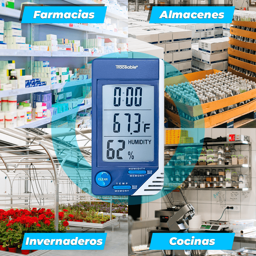 HIGRÓMETRO CON TERMÓMETRO (TERMOHIGRÓMETRO) DIGITAL CON CERTIFICADO TRAZABLE A NIST TRACEABLE CC4040 - Mercalab