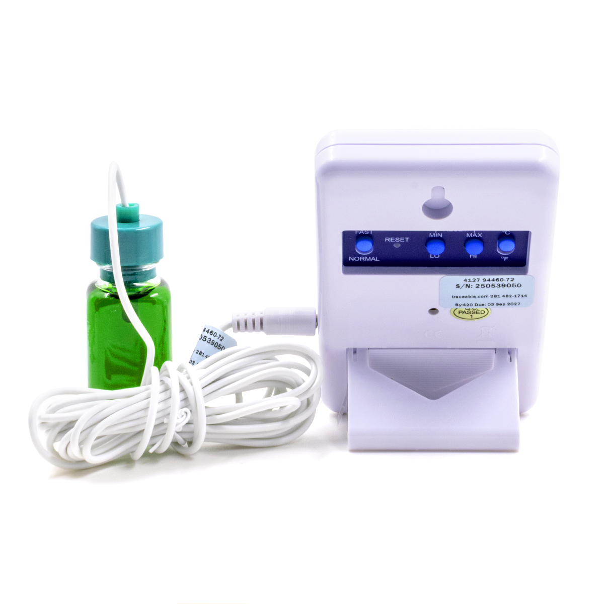 TERMÓMETRO PARA REFRIGERADOR Y CONGELADOR CON BOTELLA DE GLICOL IDEAL PARA FARMACIAS Y VACUNAS CERTIFICADO TRACEABLE 4127CC