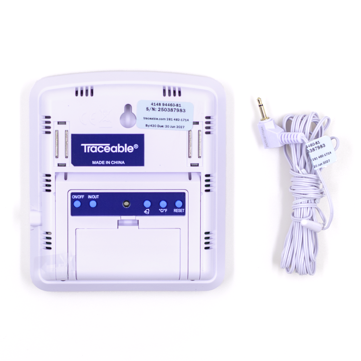 TERMÓMETRO PARA REFRIGERADOR DIGITAL JUMBO CON MONITOREO DUAL (AMBIENTE Y SONDA) CERTIFICADO TRACEABLE 4148CC