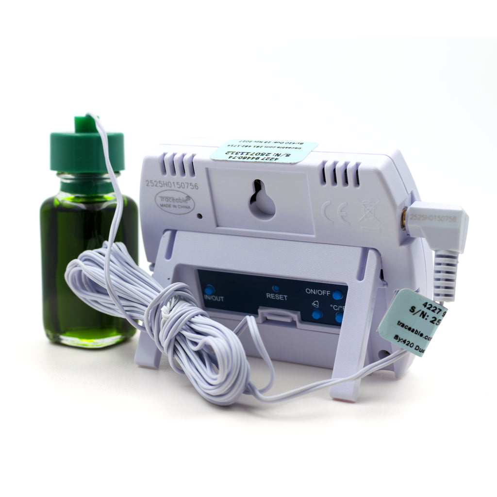 TERMÓMETRO PARA REFRIGERADOR Y CONGELADOR DE ALTA PRECISIÓN CON BOTELLA DE GLICOL PLUS CERTIFICADO TRACEABLE 4227CC
