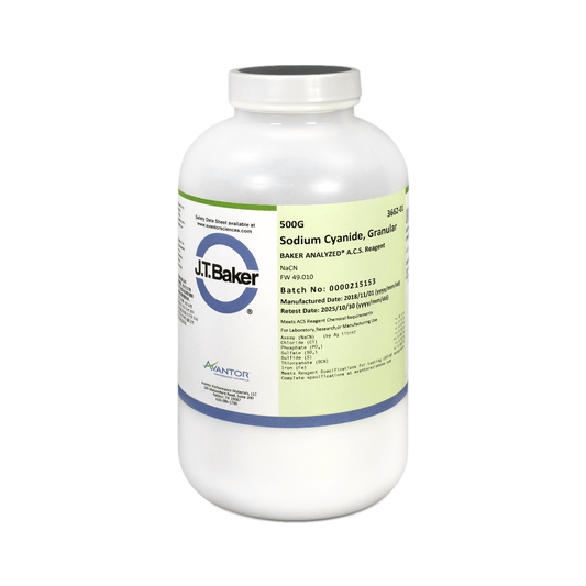 CIANURO DE SODIO ACS GRANULADO 500 G J.T. BAKER 3662 CAS 143-33-9