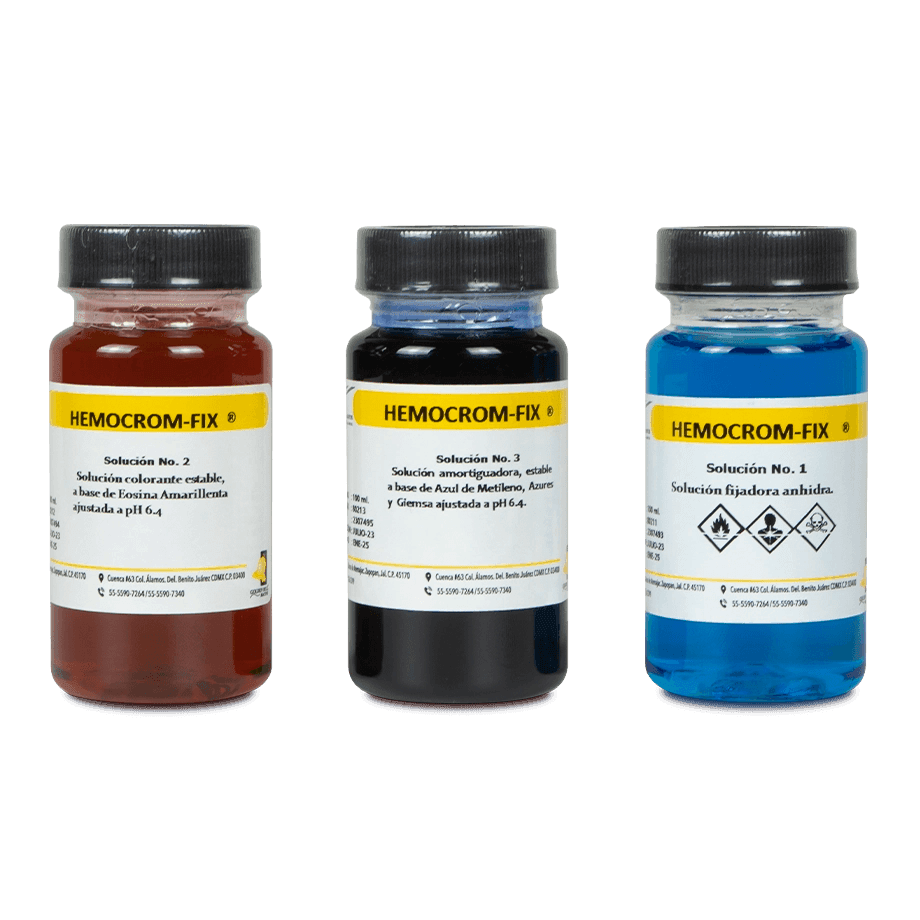 COLORANTE KIT HEMOCOLORANTE RÁPIDO HEMOCROM-FIX (DIFF QUICK) GOLDEN BELL 82210 - Mercalab