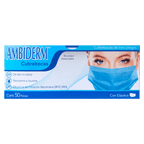 CUBREBOCAS TRICAPA AMBIDERM 300100020 AZUL CON ELÁSTICO Y DESECHABLE CON 50 PIEZAS - Mercalab