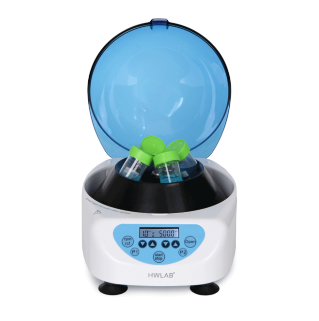 CENTRÍFUGA MINI DIGITAL HWLAB C-15000 HW4M CON VELOCIDAD VARIABLE PARA 4 TUBOS DE 1.5 A 50 ML