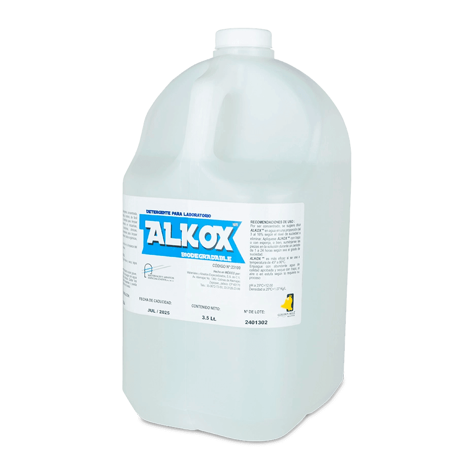 DETERGENTE ALCALINO ALKOX SIN FOSFATOS Y SALES CUATERNARIAS GOLDEN BELL 23100 - Mercalab