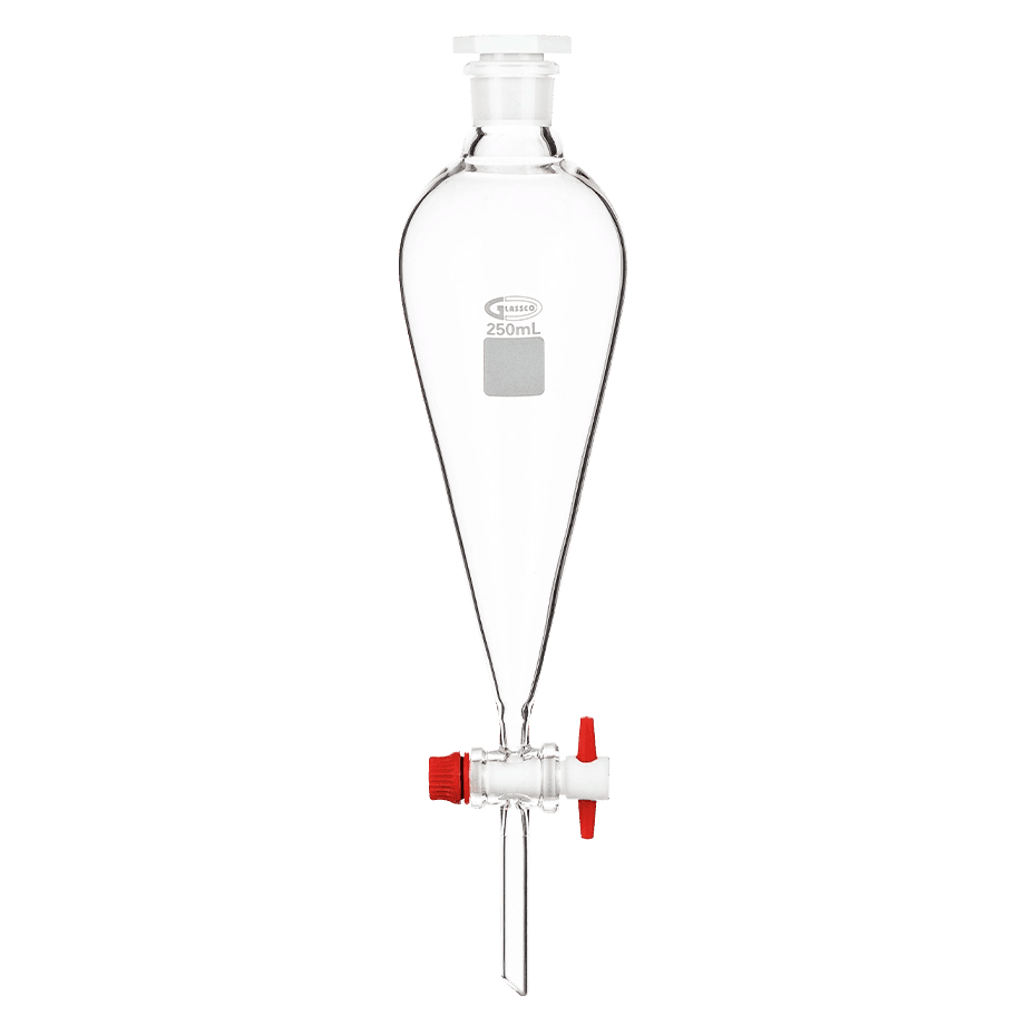 EMBUDO DE SEPARACIÓN GLASSCO 149.402 CON LLAVE DE TEFLÓN Y TAPÓN PLÁSTICO - Mercalab