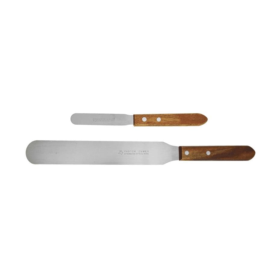 ESPÁTULA DE ACERO INOXIDABLE ESLAB EMM CON MANGO DE MADERA - Mercalab