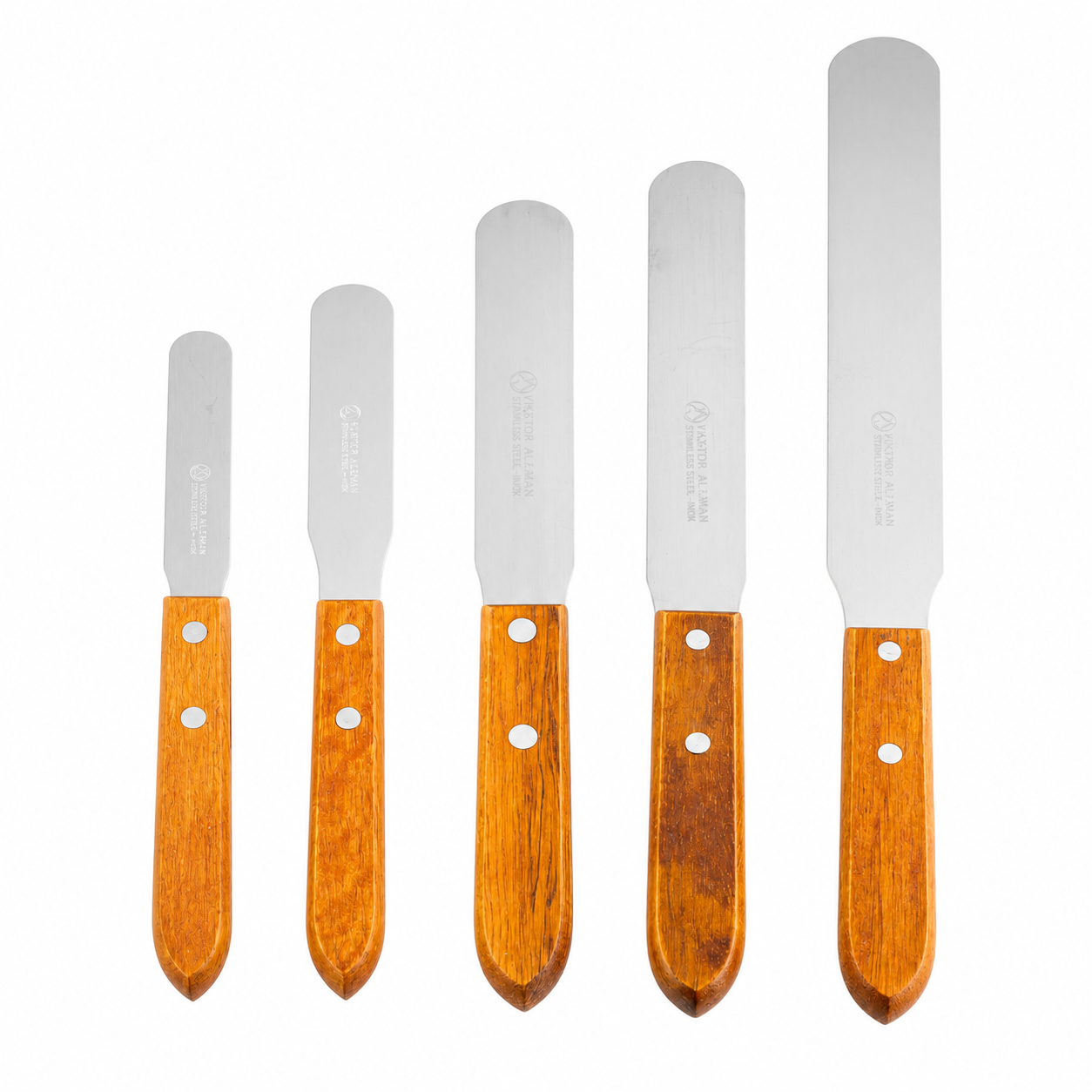 ESPÁTULA DE ACERO INOXIDABLE ESLAB EMM CON MANGO DE MADERA PACK 2 PIEZAS