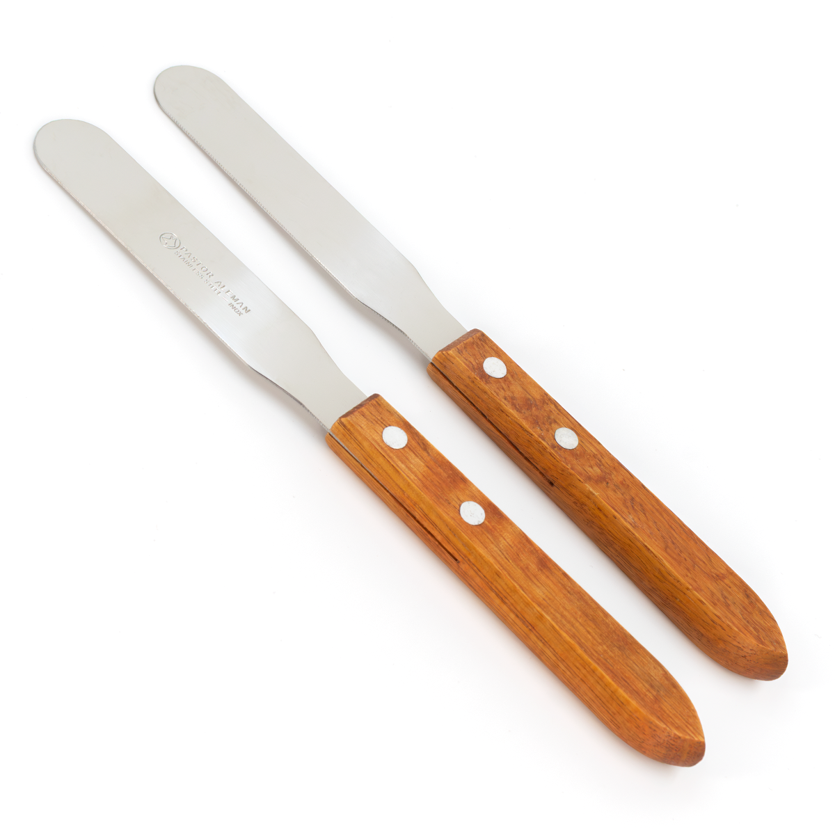 ESPÁTULA DE ACERO INOXIDABLE ESLAB EMM CON MANGO DE MADERA PACK 2 PIEZAS