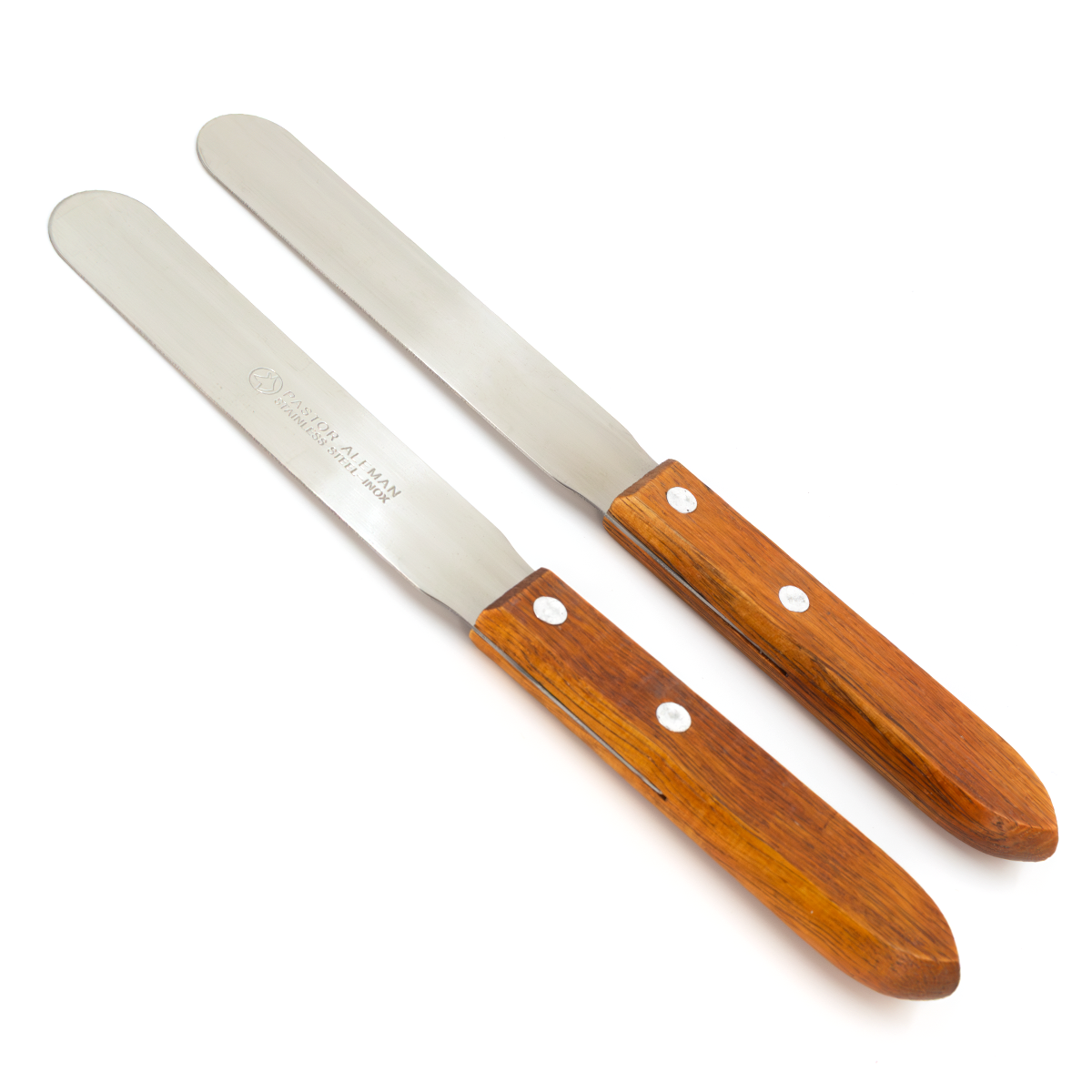 ESPÁTULA DE ACERO INOXIDABLE ESLAB EMM CON MANGO DE MADERA PACK 2 PIEZAS