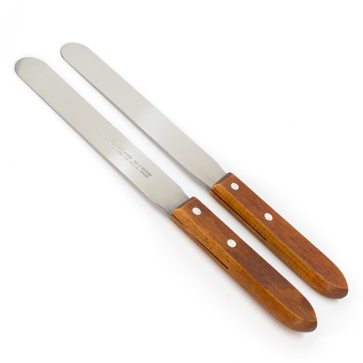 ESPÁTULA DE ACERO INOXIDABLE ESLAB EMM CON MANGO DE MADERA PACK 2 PIEZAS