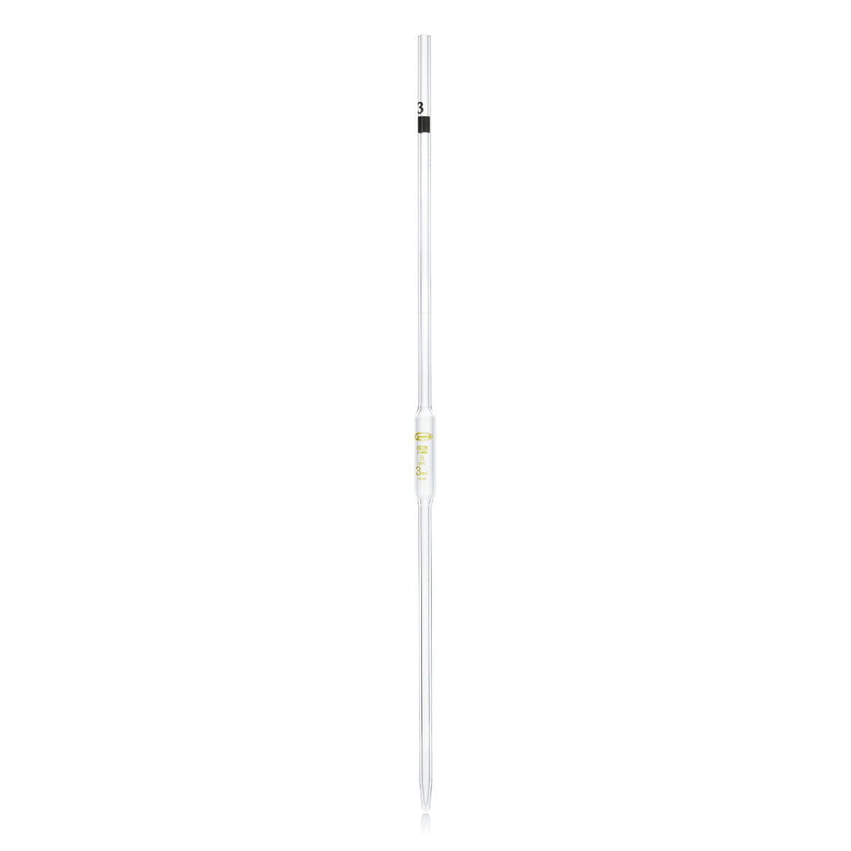 PIPETA VOLUMÉTRICA CLASE B GLASSCO 122.422 CON ESCALA ÁMBAR Y CÓDIGO DE COLOR PARA USO GENERAL Y ESCOLAR