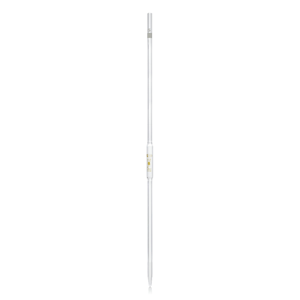 PIPETA VOLUMÉTRICA CLASE B GLASSCO 122.422 CON ESCALA ÁMBAR Y CÓDIGO DE COLOR PARA USO GENERAL Y ESCOLAR