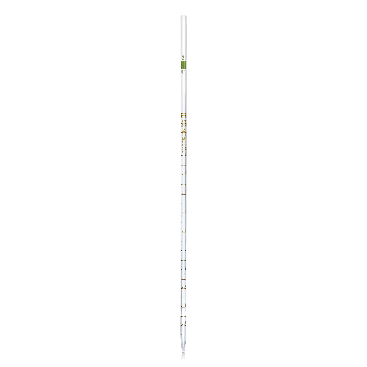 PIPETA GRADUADA CLASE B GLASSCO 124.418. CON ESCALA ÁMBAR Y CÓDIGO DE COLOR PARA USO ESCOLAR
