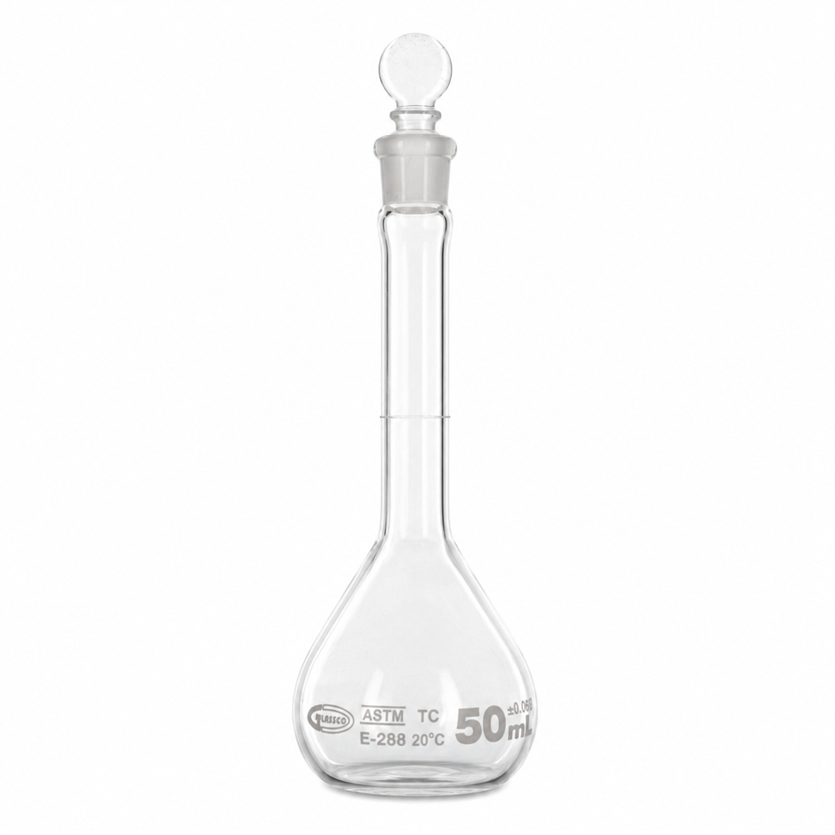 MATRAZ VOLUMÉTRICO CLASE A CON TAPÓN DE VIDRIO GLASSCO