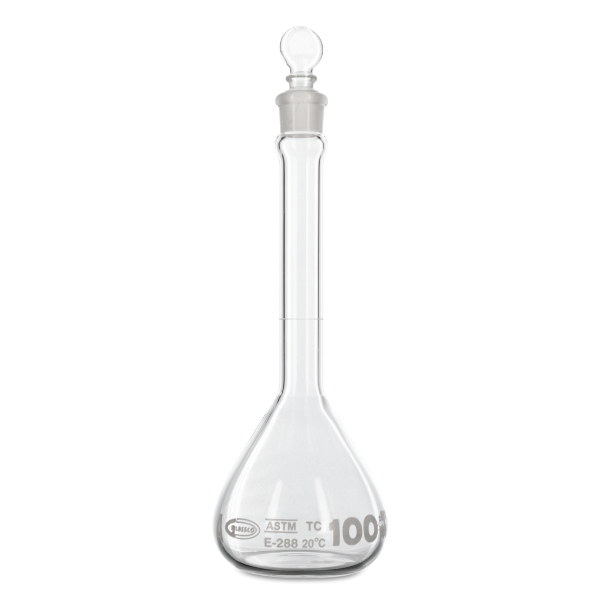 MATRAZ VOLUMÉTRICO CLASE A CON TAPÓN DE VIDRIO GLASSCO