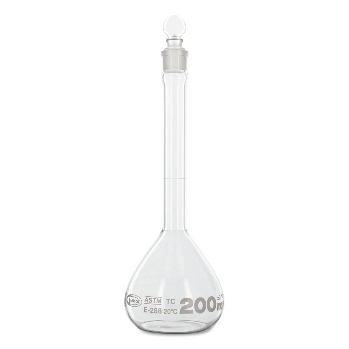 MATRAZ VOLUMÉTRICO CLASE A CON TAPÓN DE VIDRIO GLASSCO